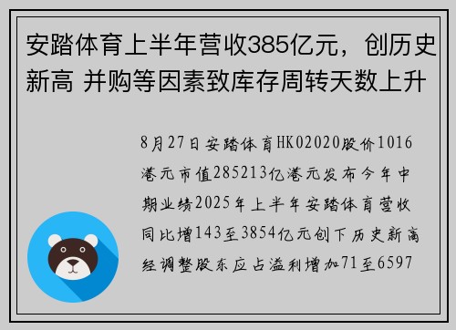 安踏体育上半年营收385亿元，创历史新高 并购等因素致库存周转天数上升